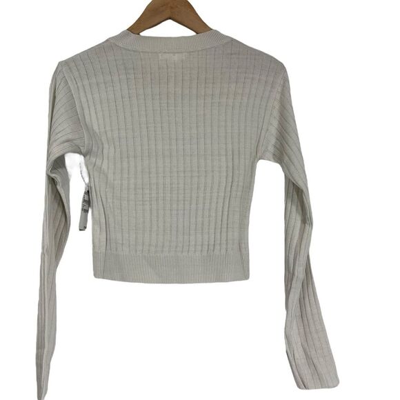 BP Reagan Rib Crop Grey Heather Lightweight Knit Sweater Basic Preppy XS - Picture 8 of 9